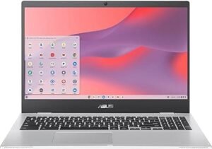 The Asus Chromebook CX1 is a sleek and efficient device designed for both productivity and entertainment. Featuring a stunning 15.6-inch FHD NanoEdge display